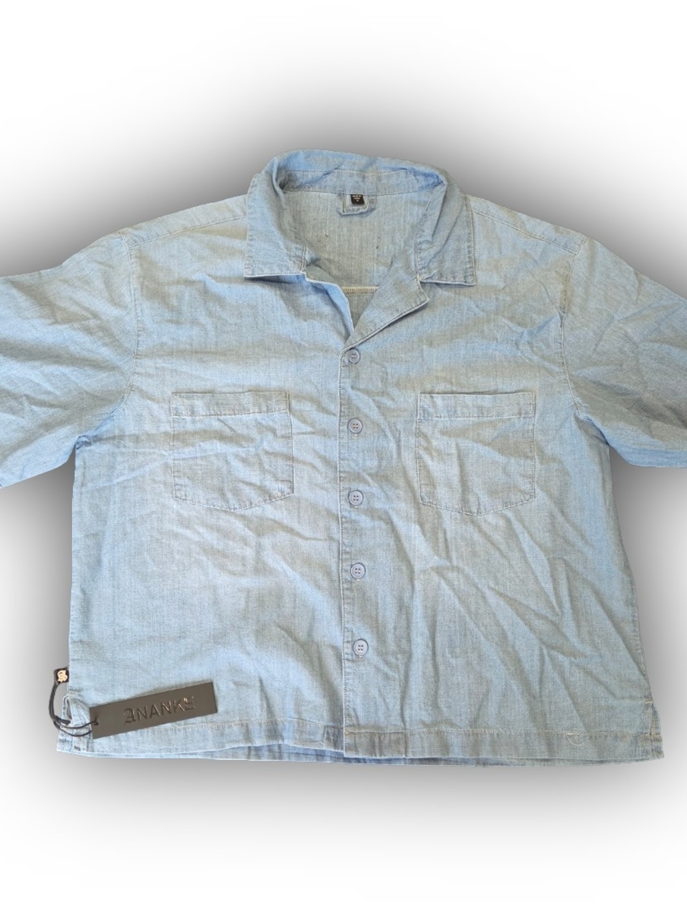 ANANKE Cropped Cuban Button Down Shirt Size Small OS